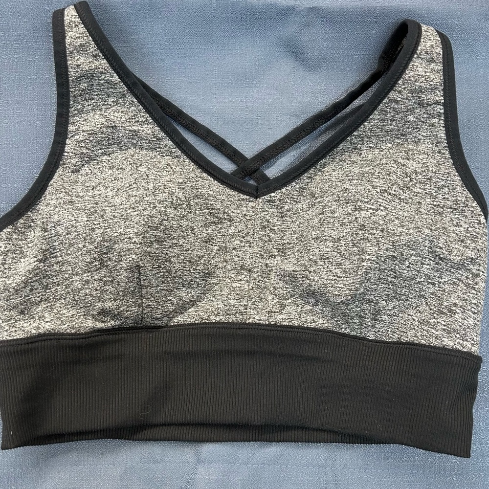 Duluth Trading Co Gray and Black Sports Bra with Racerback